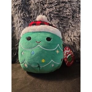 Squishmallow Holiday 2025 Leama the Christmas Tree NEW Plaid Santa Hat 8 inch